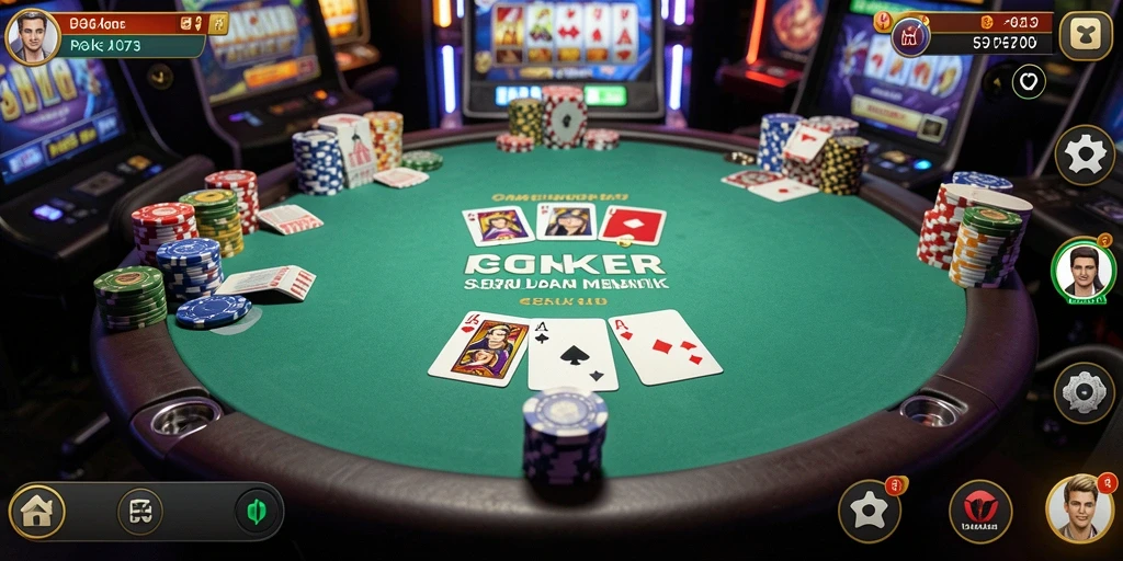 Tampilan gameplay D73 yang menarik dengan pemain aktif bermain poker.