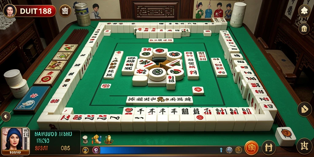 Tampilan menarik dari gameplay Mahjong di DUIT188.