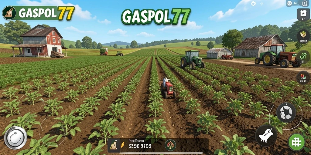Tampilan gameplay pertanian yang menarik dan interaktif.