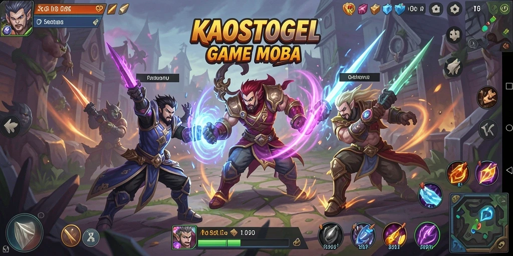 Tampilan serunya gameplay KAOSTOGEL dengan aksi MOBA.