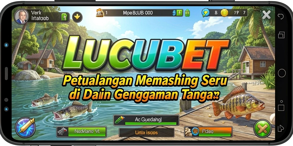 Screenshot utama LUCUBET menunjukkan momen memancing yang seru dan eksploratif.