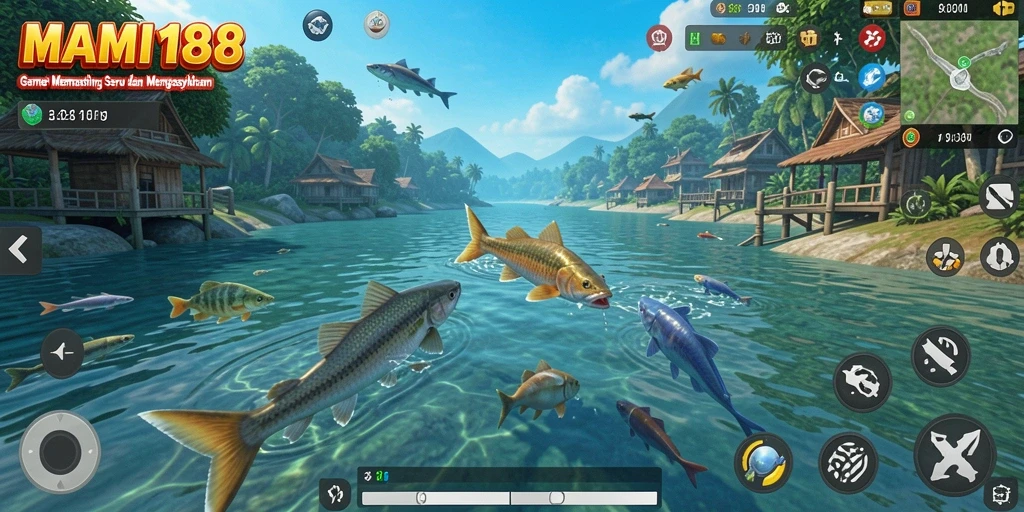 Gameplay <strong>MAMI188</strong> yang menarik saat memancing di laut luas.