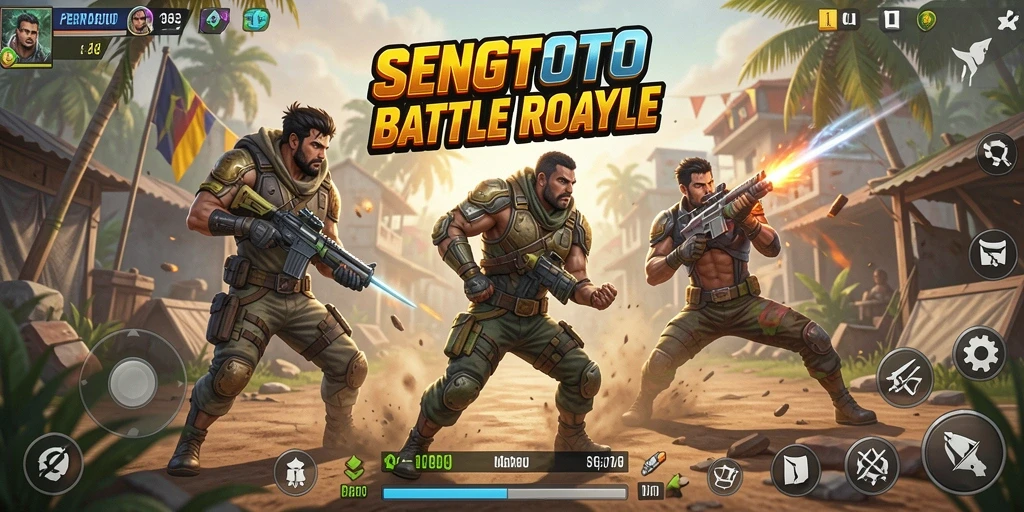 Tampilan gameplay seru dalam SENGTOTO, aksi Battle Royale menegangkan.